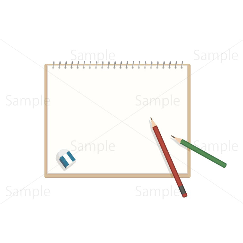 スケッチブックと鉛筆のイラスト素材