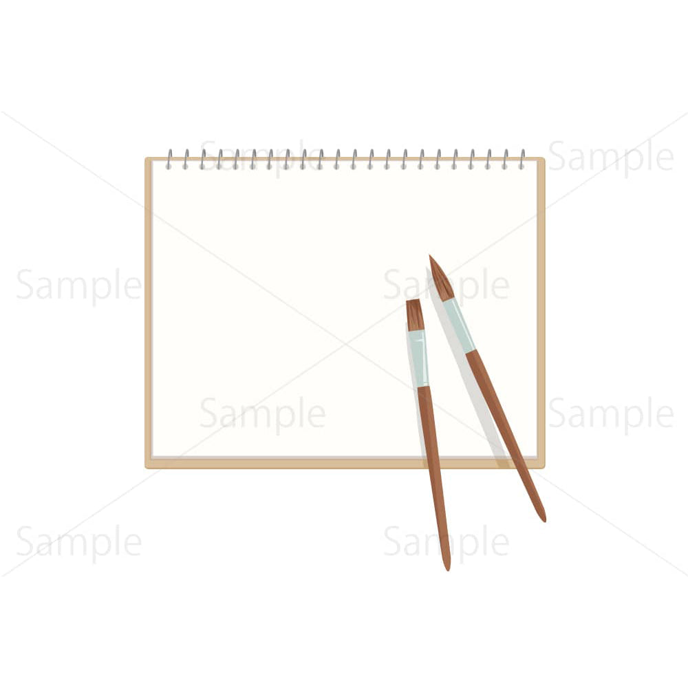 スケッチブックと絵筆のイラスト素材