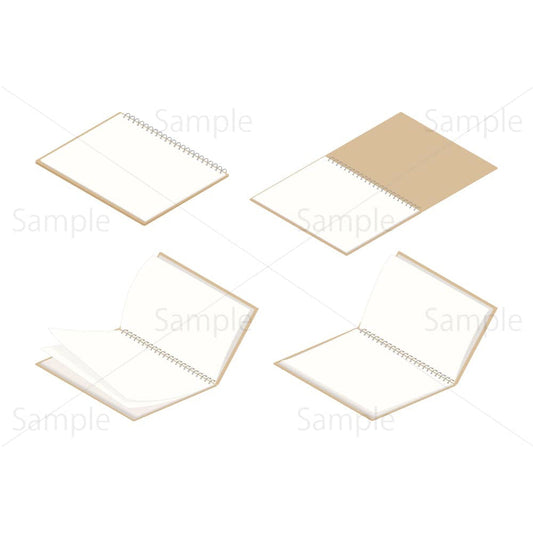 スケッチブックのアイソメトリックイラスト素材