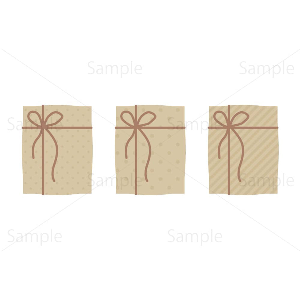 クラフトラッピングのギフトのイラスト素材