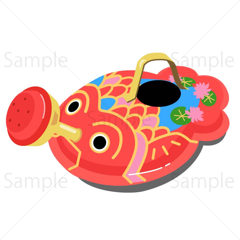 ブリキの金魚のジョウロのイラスト素材