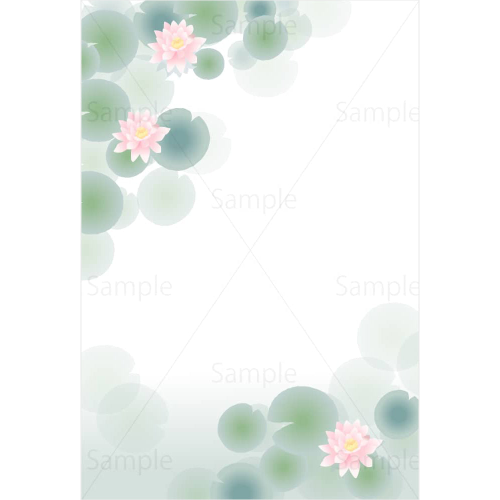睡蓮の池(喪中用)のイラスト素材