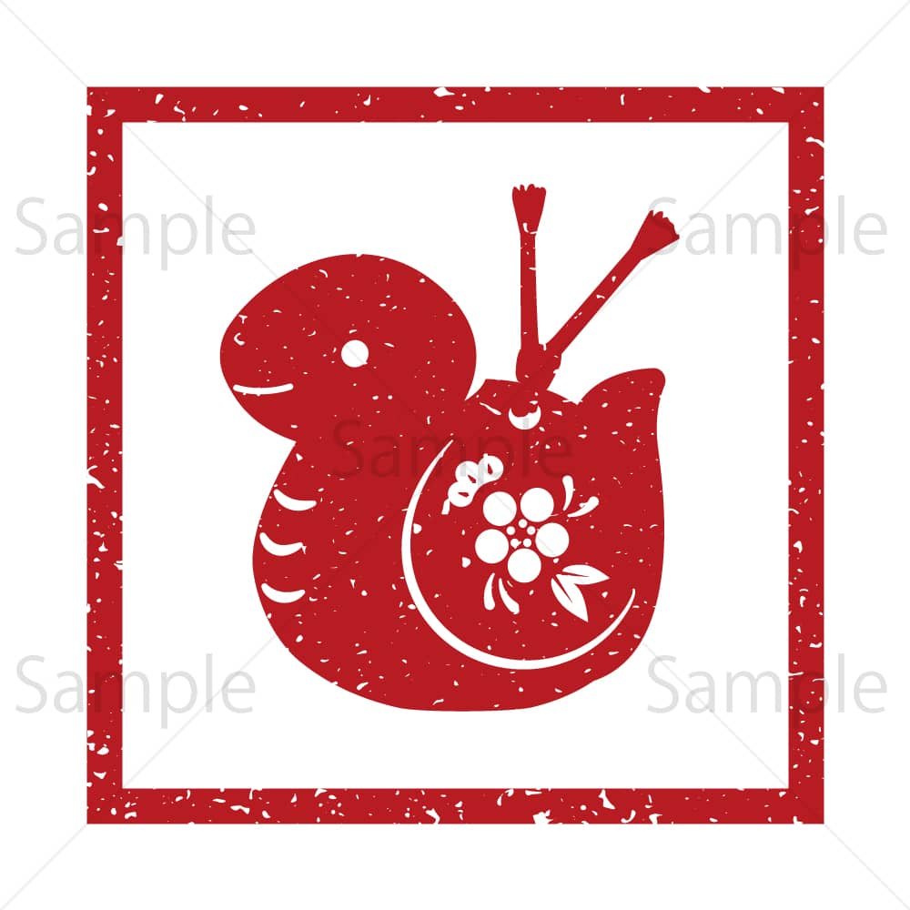 巳の置き物(四角ハンコ風)のイラスト素材