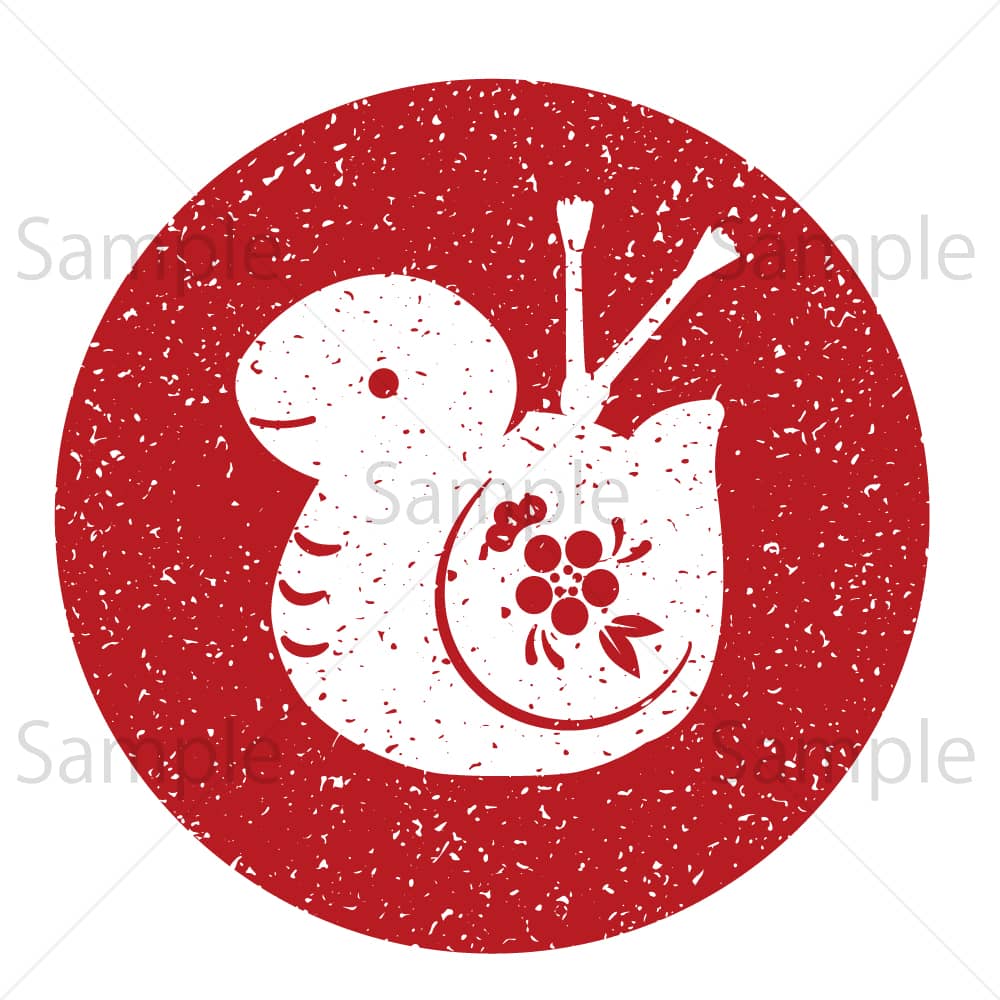 巳の置き物(丸ハンコ風)のイラスト素材