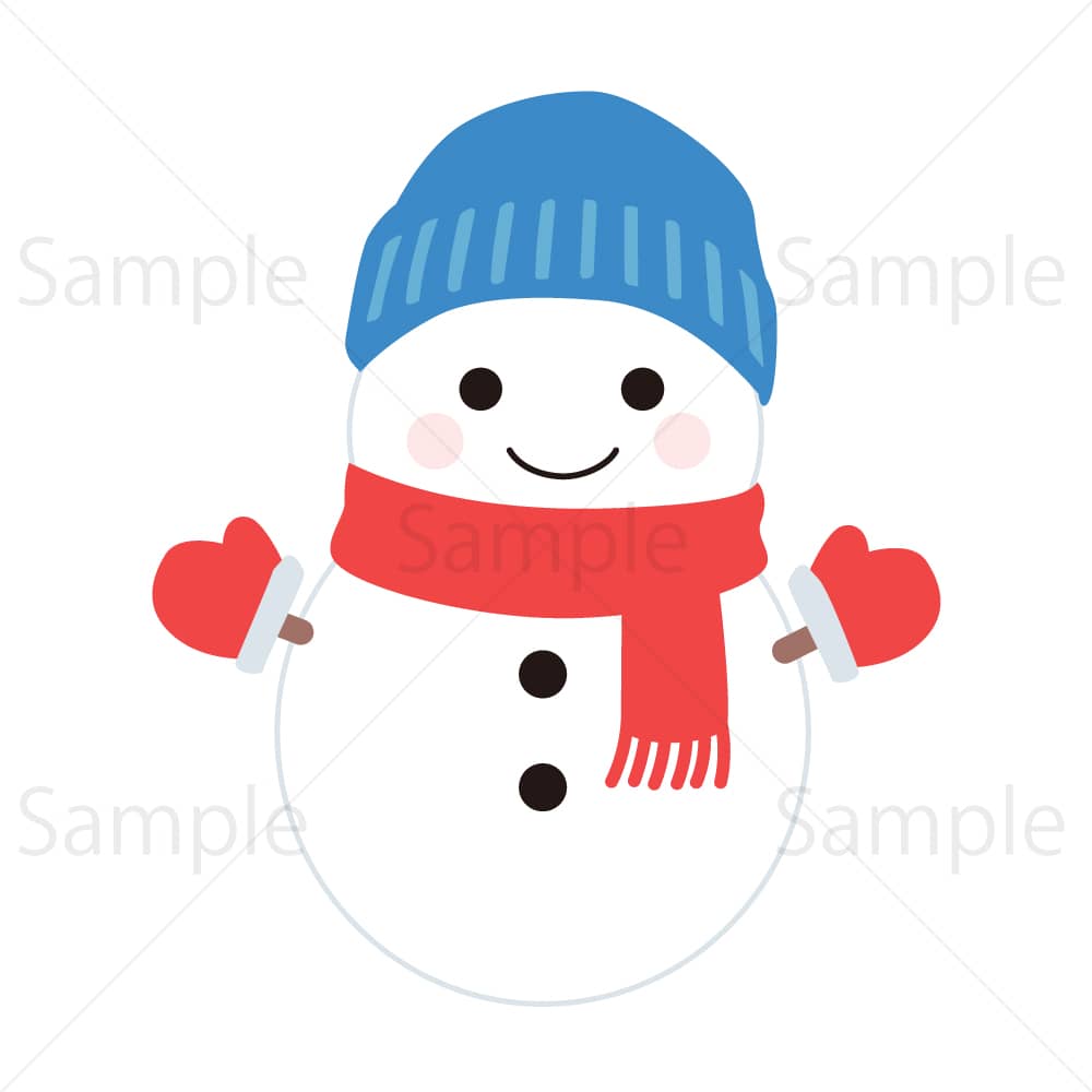 マフラーと帽子をした雪だるまのイラスト素材