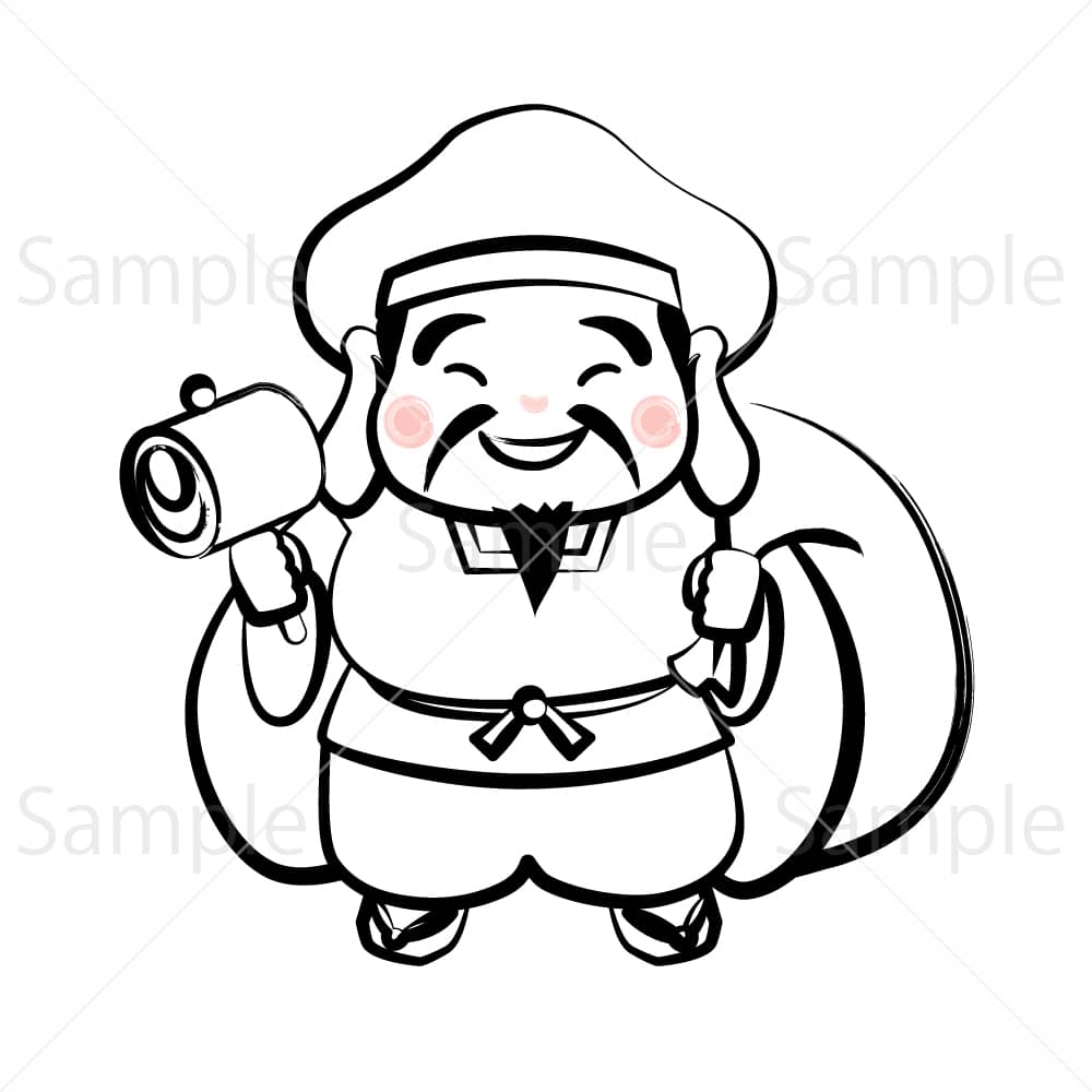 七福神 大黒天(墨絵風)のイラスト素材