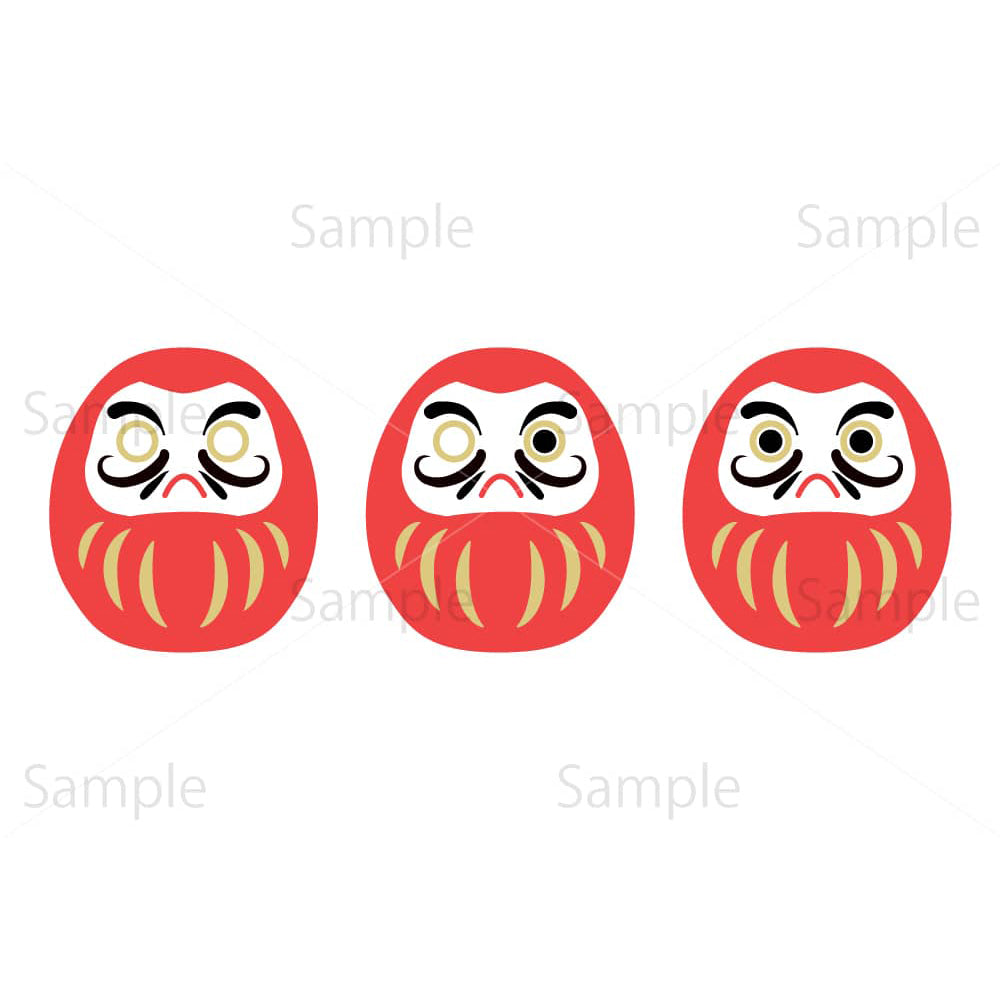 だるま(目なし、片目、両目)のイラスト素材