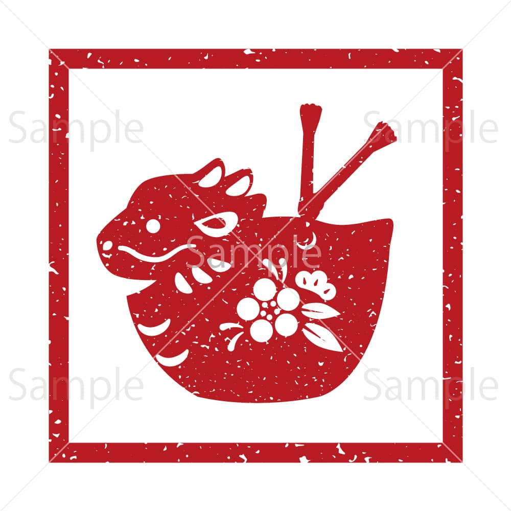 辰の置き物(四角ハンコ風)のイラスト素材