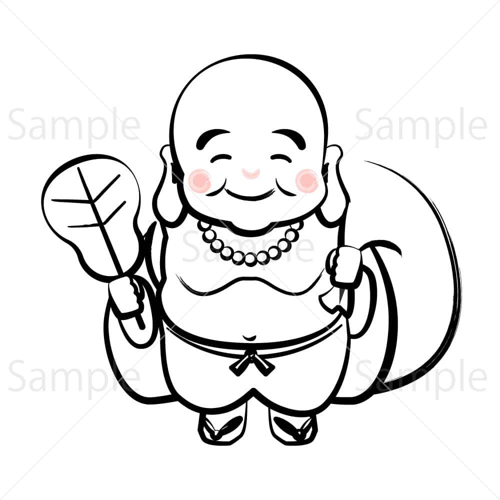 七福神 布袋尊(墨絵風)のイラスト素材