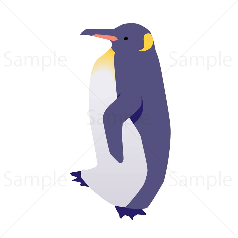 横向きの歩くペンギンのイラスト素材
