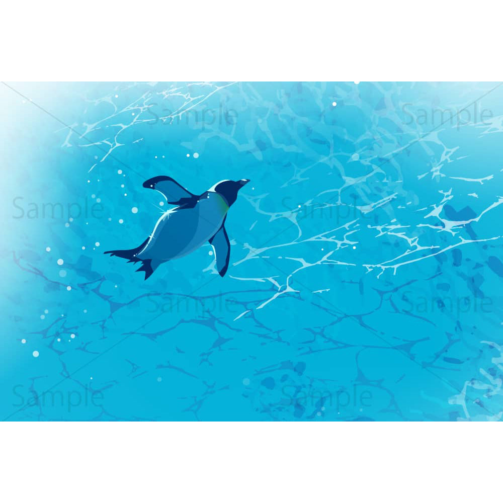 水中を泳ぐペンギンのイラスト素材