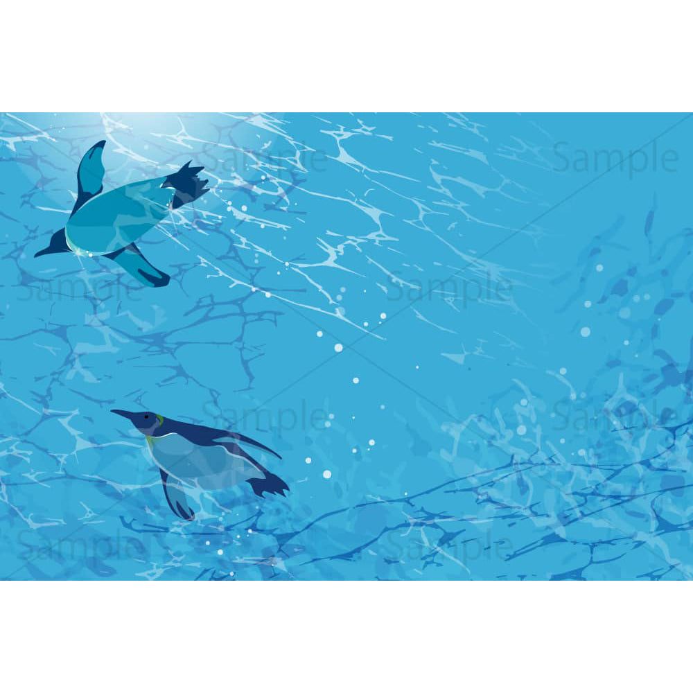 水中を泳ぐペンギンのイラスト素材