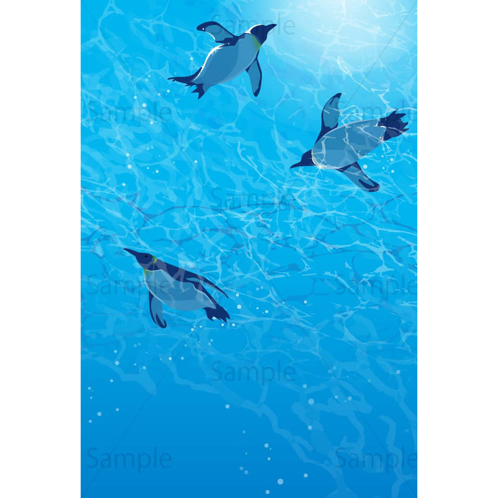 水中を泳ぐペンギンのイラスト素材
