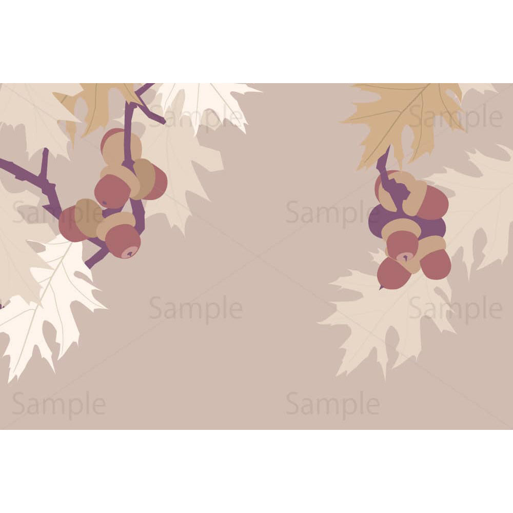 アカガシワの木とドングリ(横)のイラスト素材