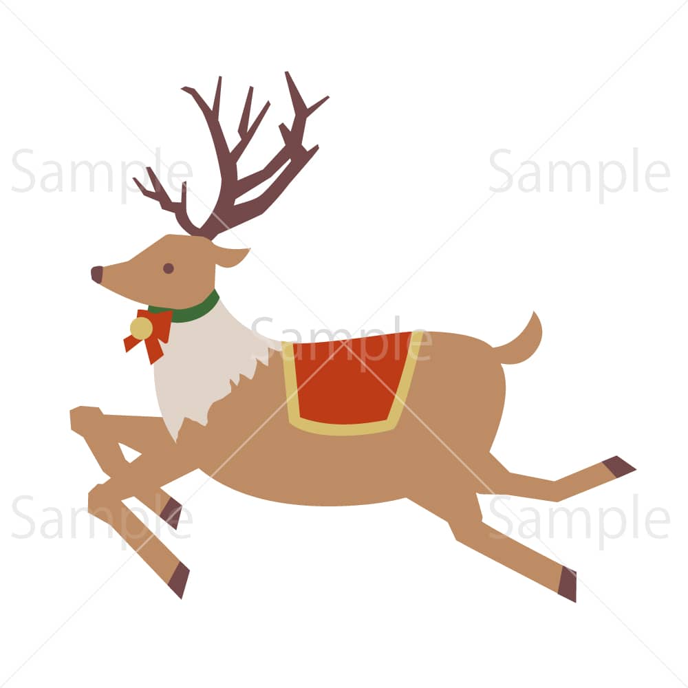 駆けるトナカイ(クリスマス)のイラスト素材