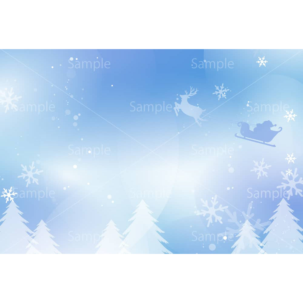 雪降る森のサンタとトナカイ(青)のイラスト素材