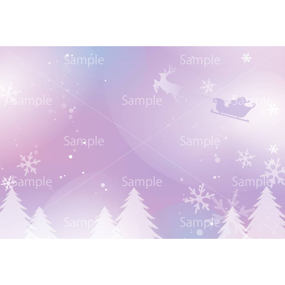 雪降る森のサンタとトナカイ(紫)のイラスト素材