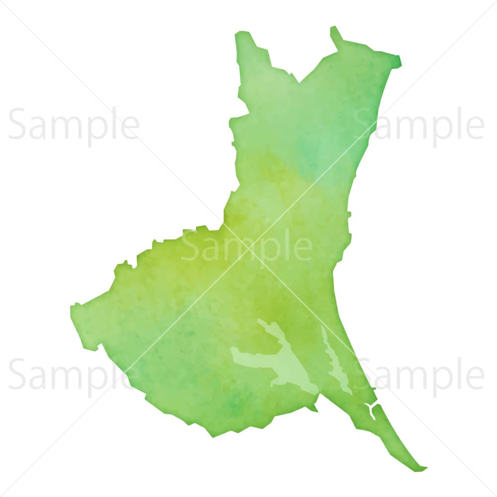 水彩風の地図 茨城県のイラスト素材