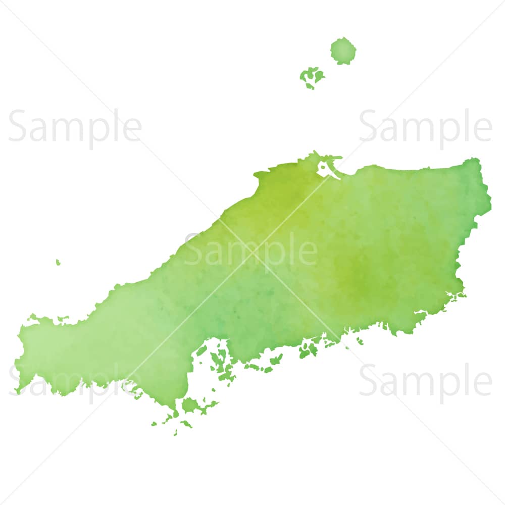 水彩風の地図 中国地方のイラスト素材