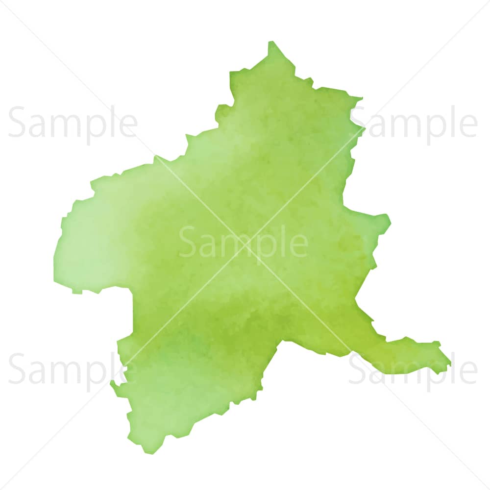 水彩風の地図 群馬県のイラスト素材