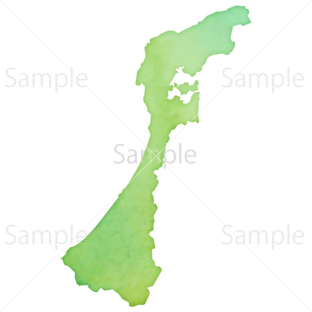 水彩風の地図 石川県のイラスト素材