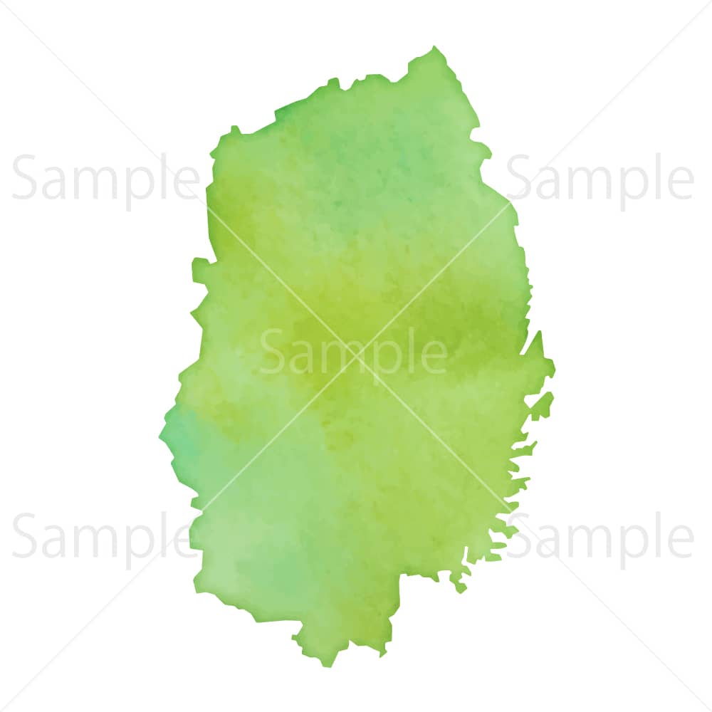 水彩風の地図 岩手県のイラスト素材
