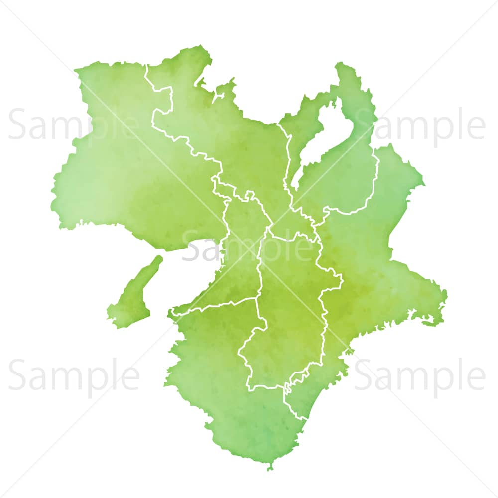 水彩風の地図 近畿地方(県境あり)のイラスト素材