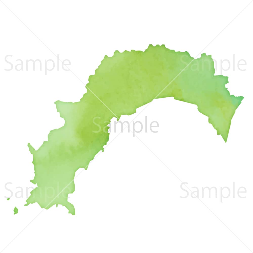 水彩風の地図 高知県のイラスト素材
