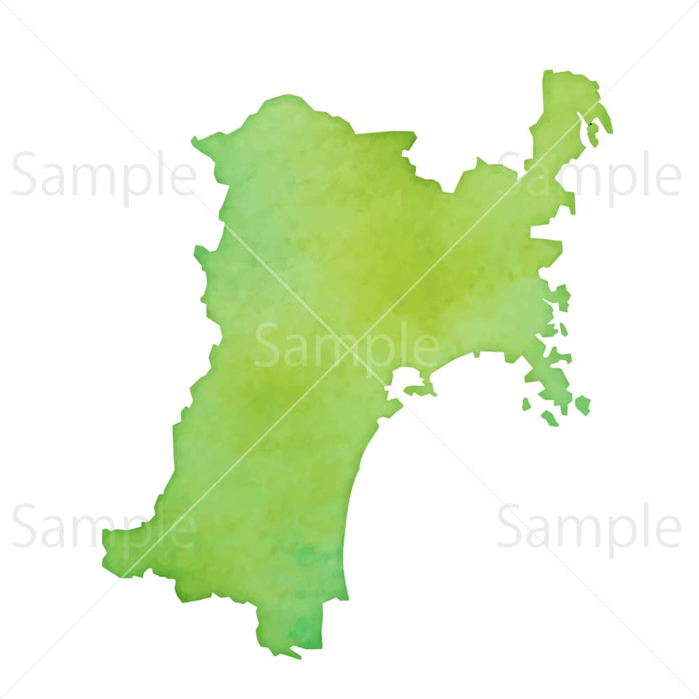 水彩風の地図 宮城県のイラスト素材