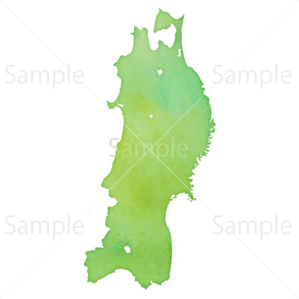 水彩風の地図 東北地方のイラスト素材