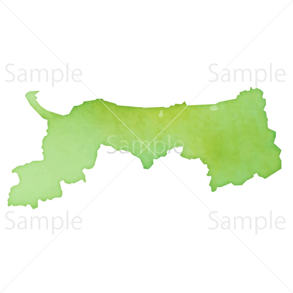 水彩風の地図 鳥取県のイラスト素材