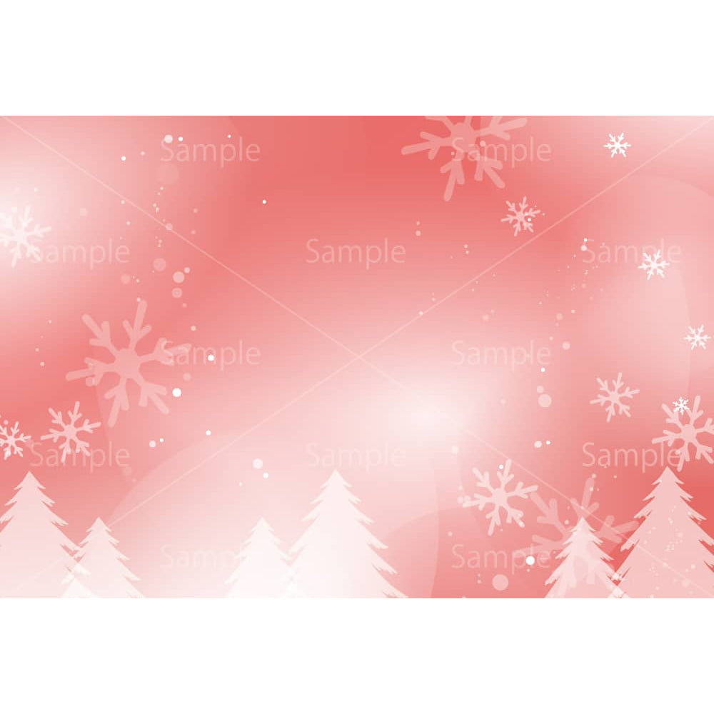 雪降る冬の針葉樹林(赤)のイラスト素材