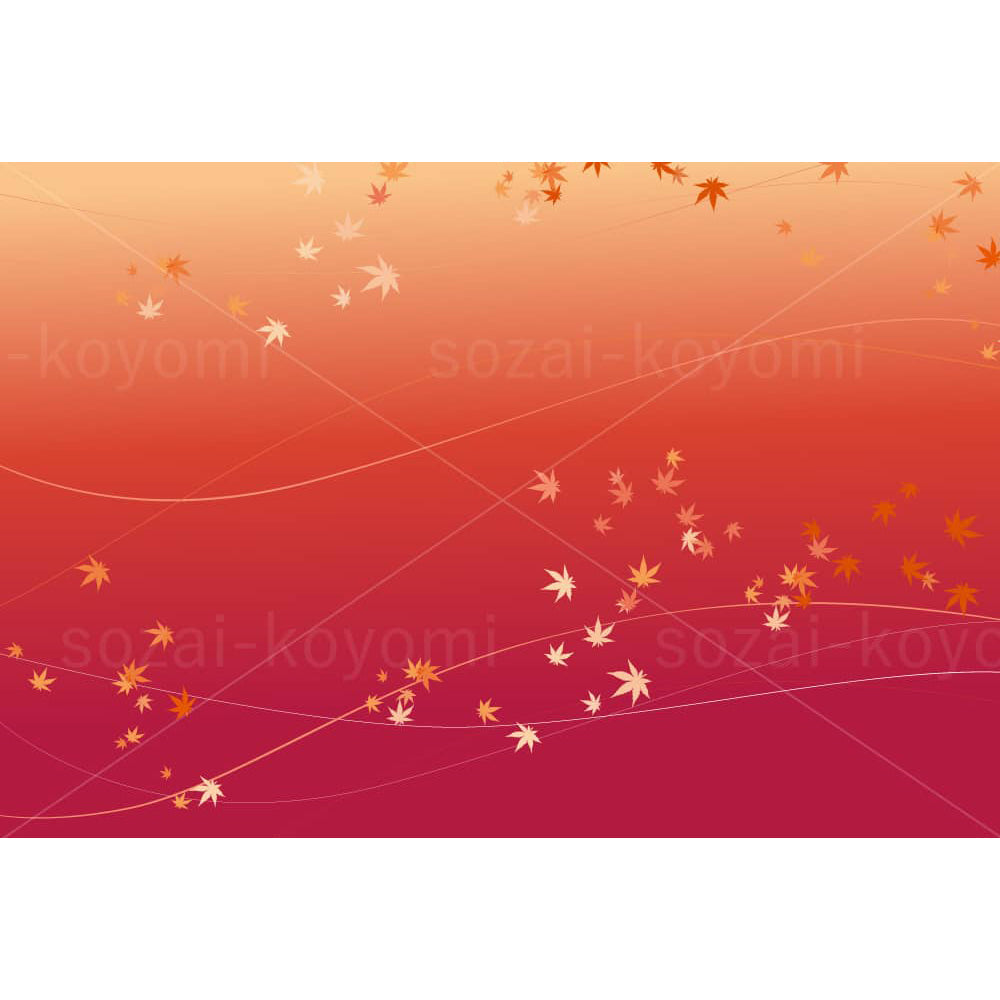 風に舞う紅葉(赤背景)のイラスト素材
