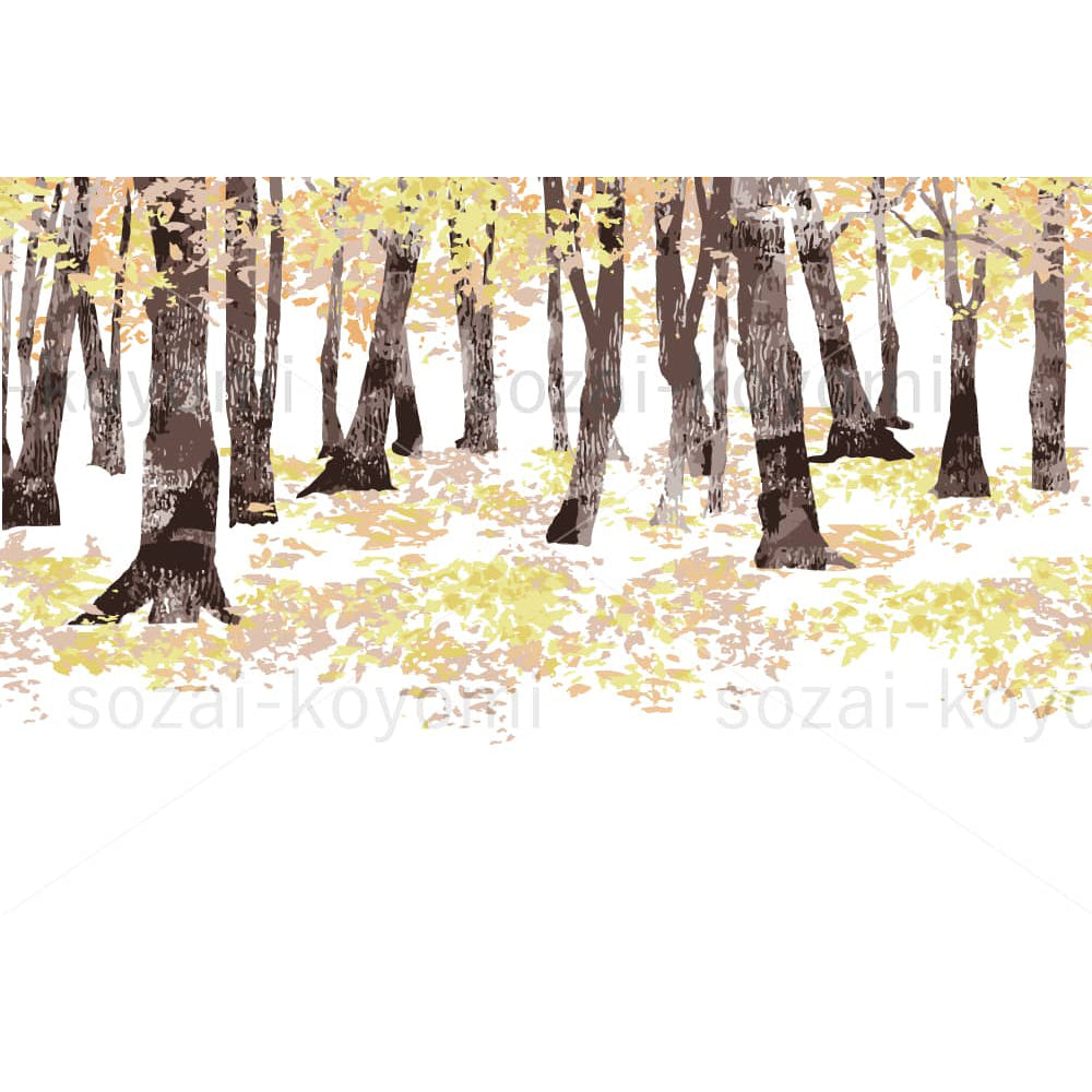 秋の木々(切り絵ハンコ風)のイラスト素材