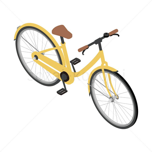 カゴなしシティサイクルのアイソメトリックイラスト素材