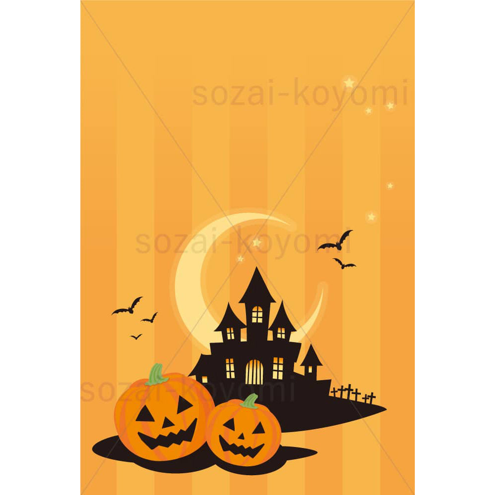 ハロウィン(オレンジ背景)のイラスト素材