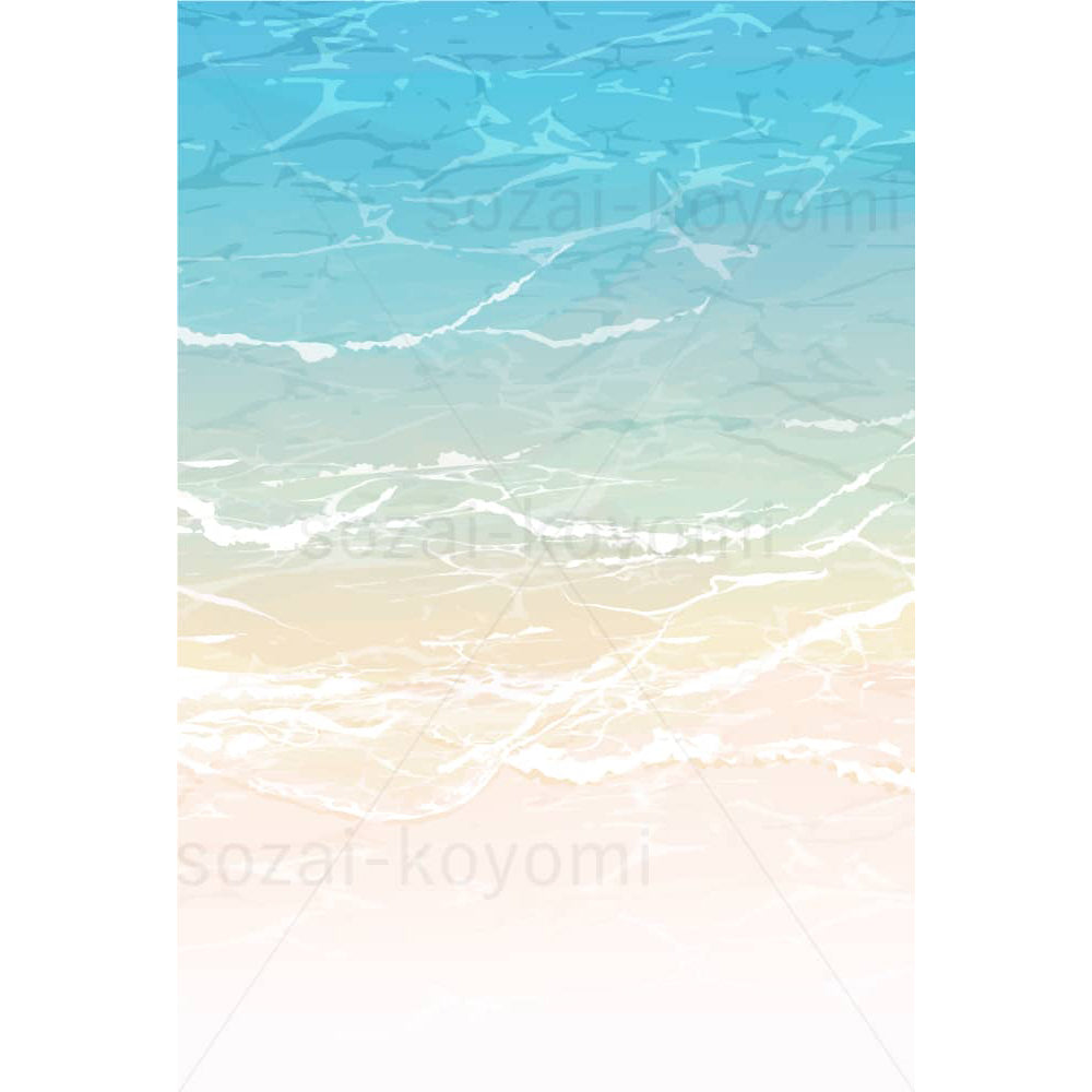 砂浜の波打ち際(縦レイアウト)のイラスト素材