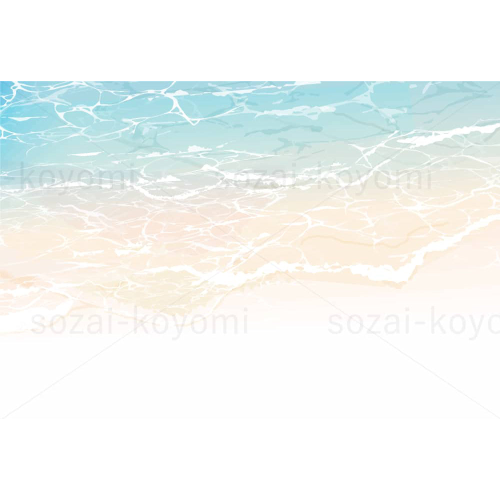 砂浜の波打ち際(横レイアウト)のイラスト素材