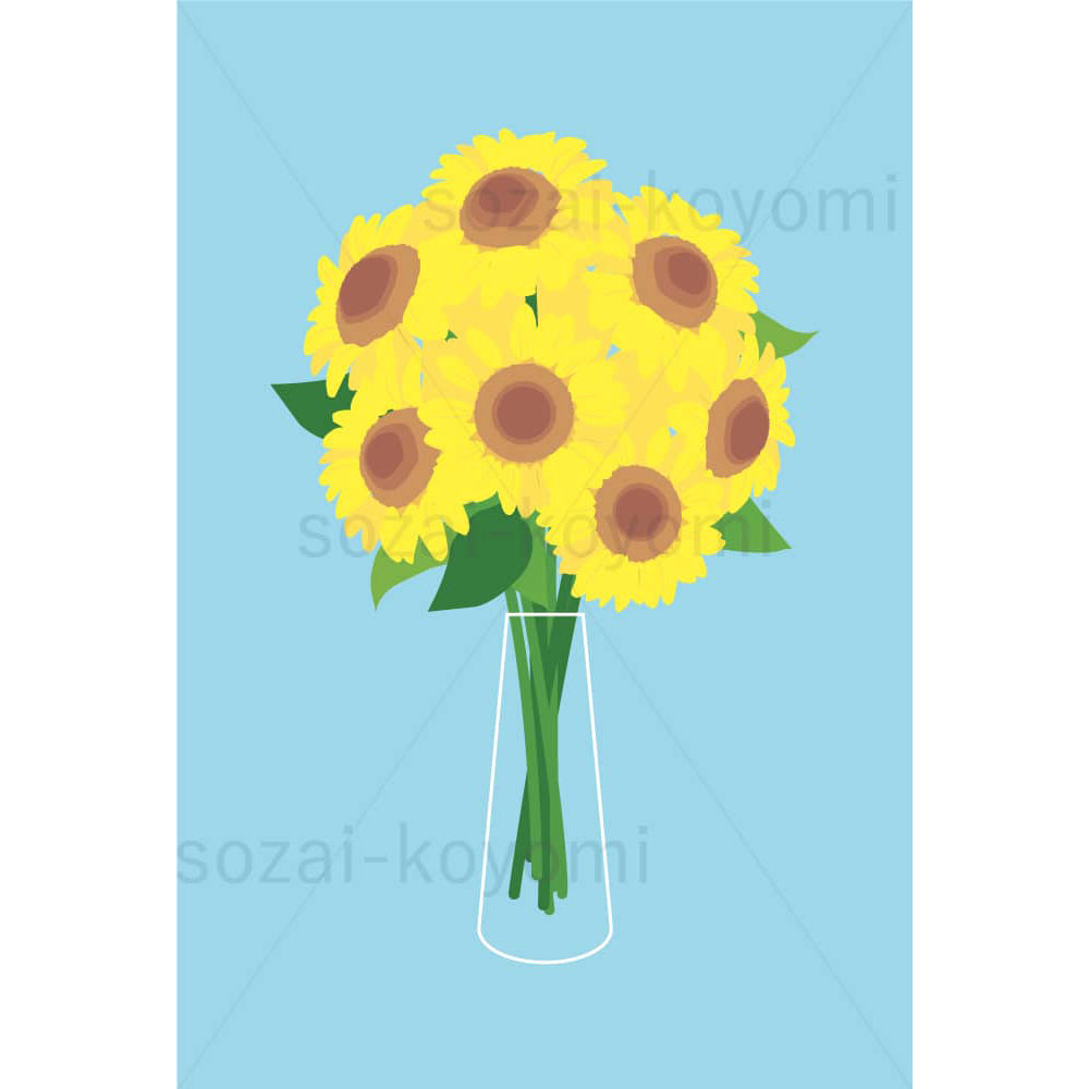 花瓶に生けたひまわり