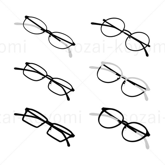 色々なたたんだメガネ