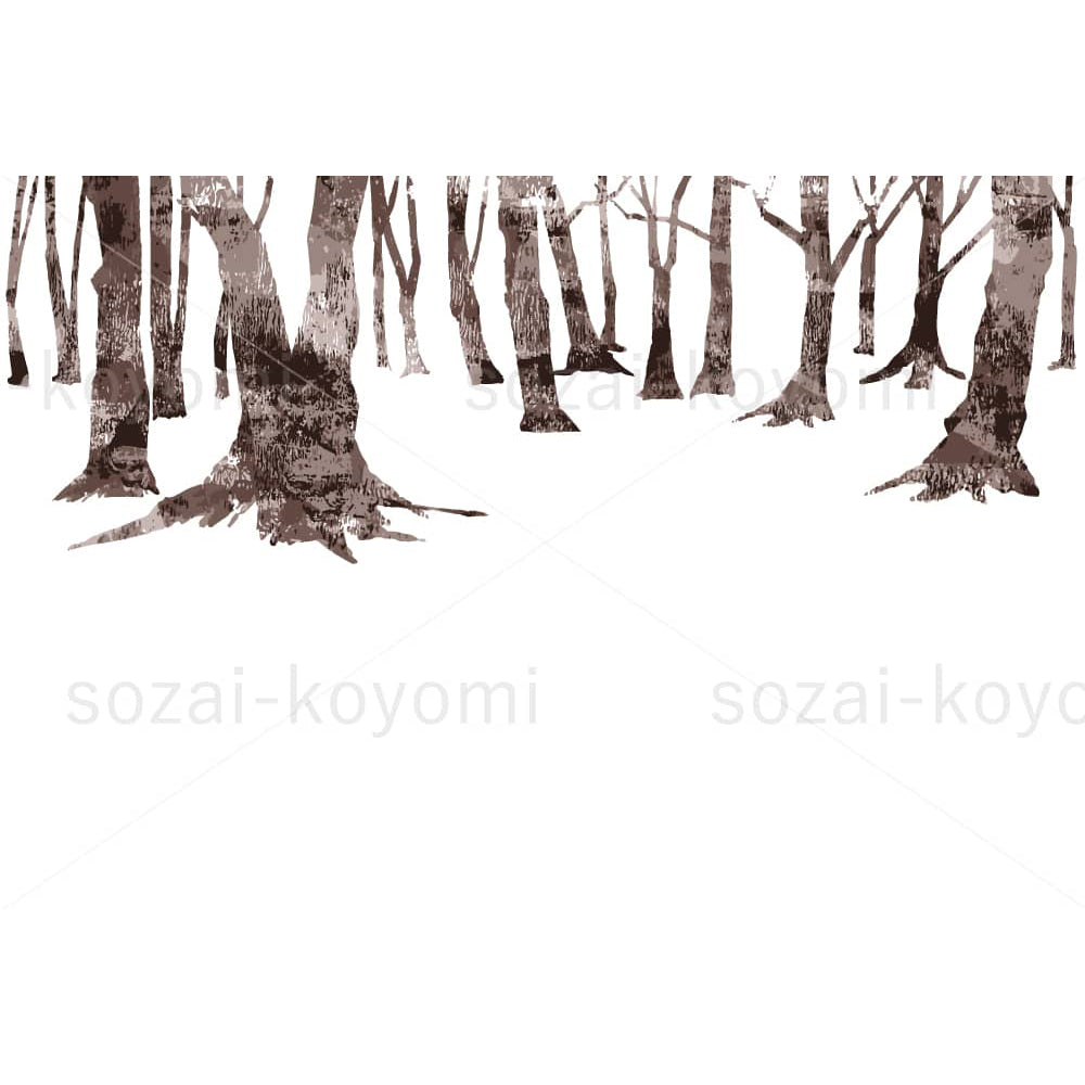 冬の木々(切り絵ハンコ風)のイラスト素材