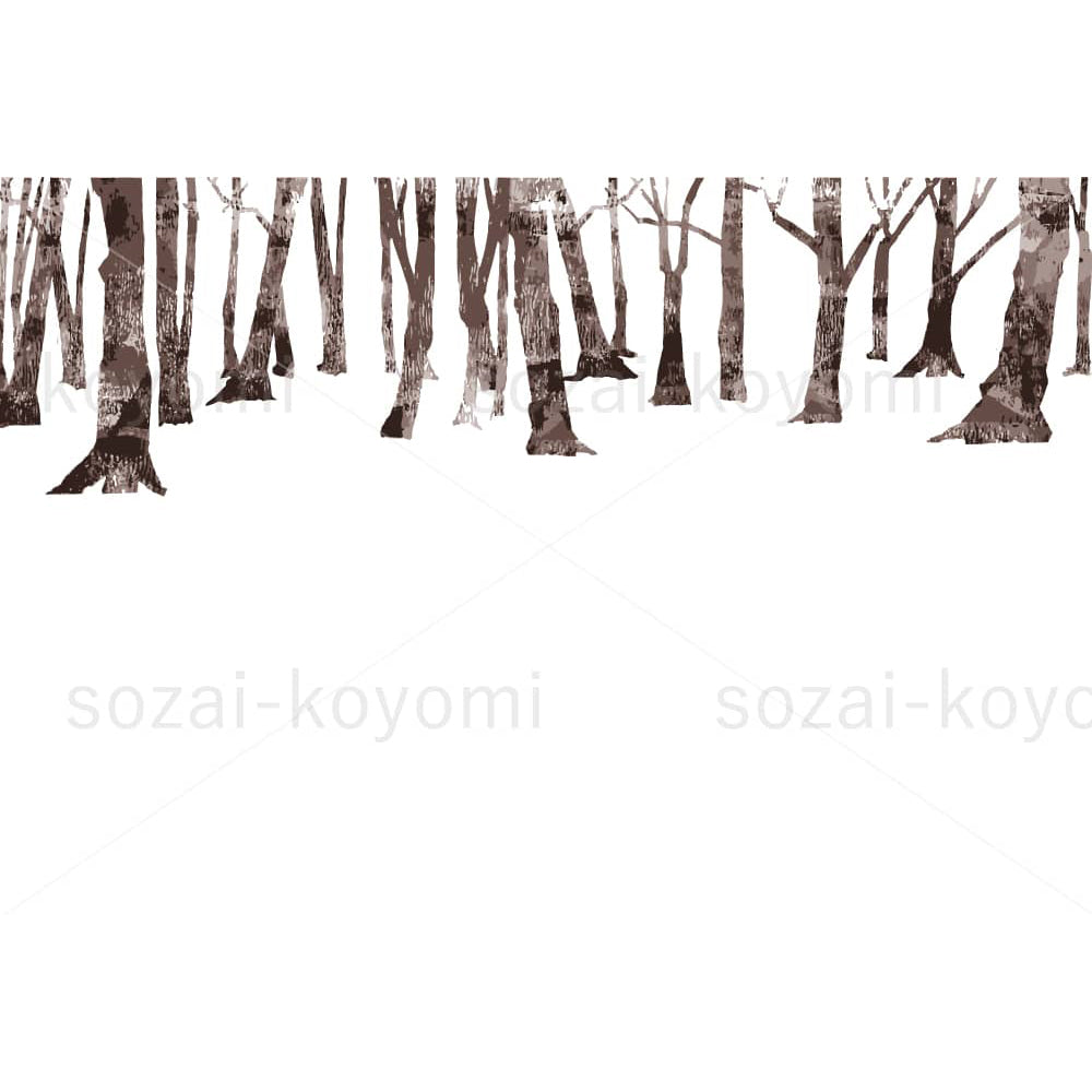 冬の木々(切り絵ハンコ風)のイラスト素材