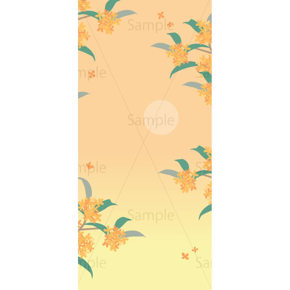 9月の夕暮れと金木犀（スマホ壁紙サイズ）のイラスト素材｜素材ごよみ - 季節のイラスト素材販売サイト
