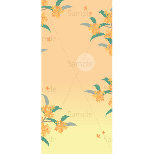 9月の夕暮れと金木犀（スマホ壁紙サイズ）のイラスト素材｜素材ごよみ - 季節のイラスト素材販売サイト