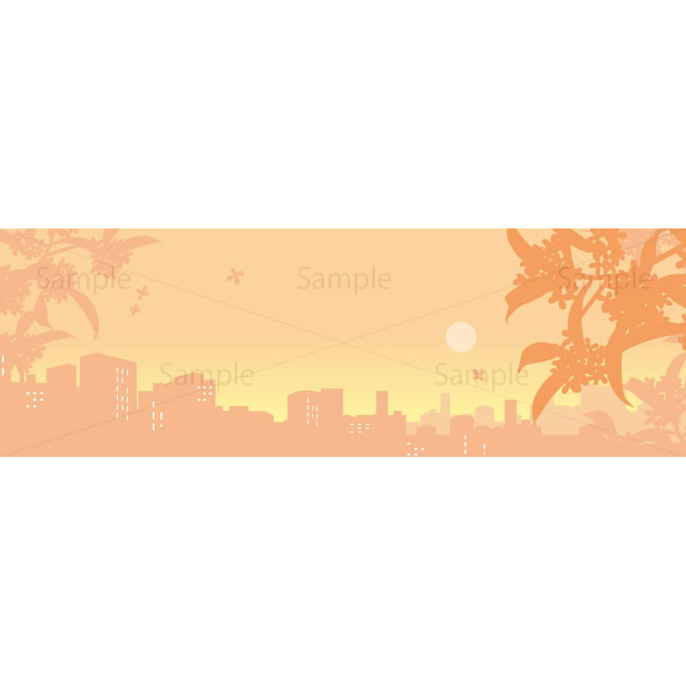 9月の夕景（ヘッダーサイズ）のイラスト素材｜素材ごよみ - 季節のイラスト素材販売サイト