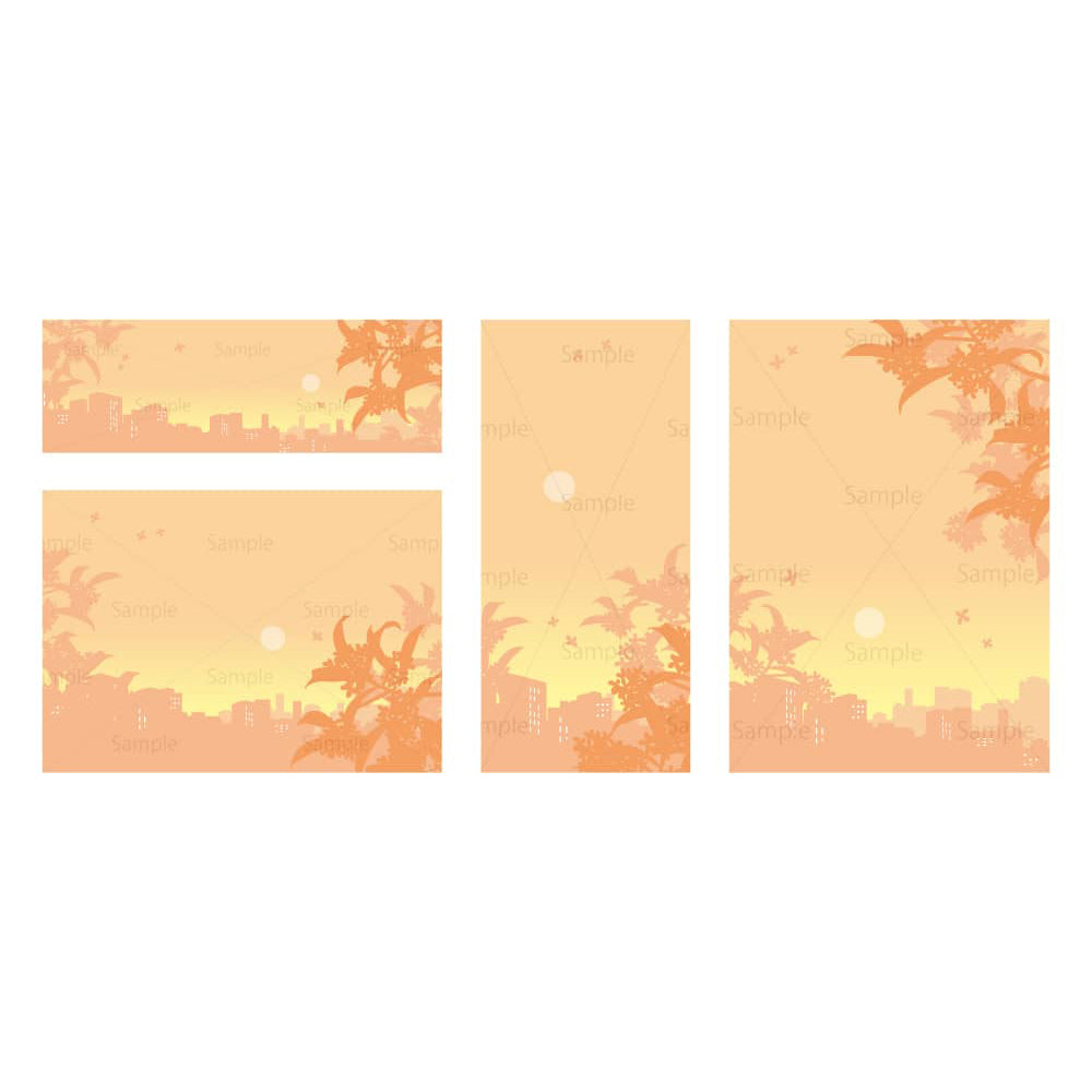 9月の夕景（背景セット）のイラスト素材｜素材ごよみ - 季節のイラスト素材販売サイト