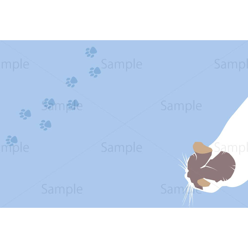 猫と足跡のイラスト素材｜素材ごよみ - 季節のイラスト素材販売サイト