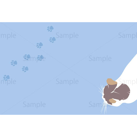 猫と足跡のイラスト素材｜素材ごよみ - 季節のイラスト素材販売サイト