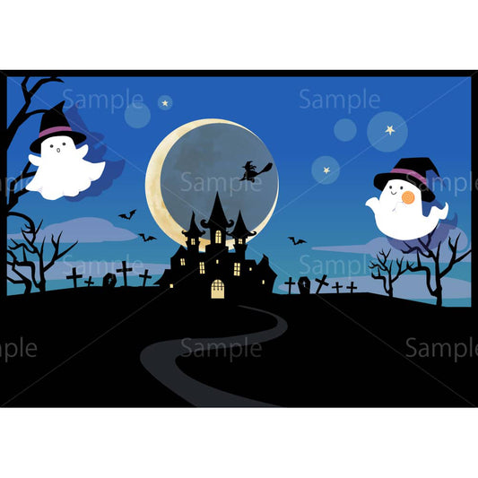 ハロウィンの夜（横）のイラスト素材｜素材ごよみ - 季節のイラスト素材販売サイト