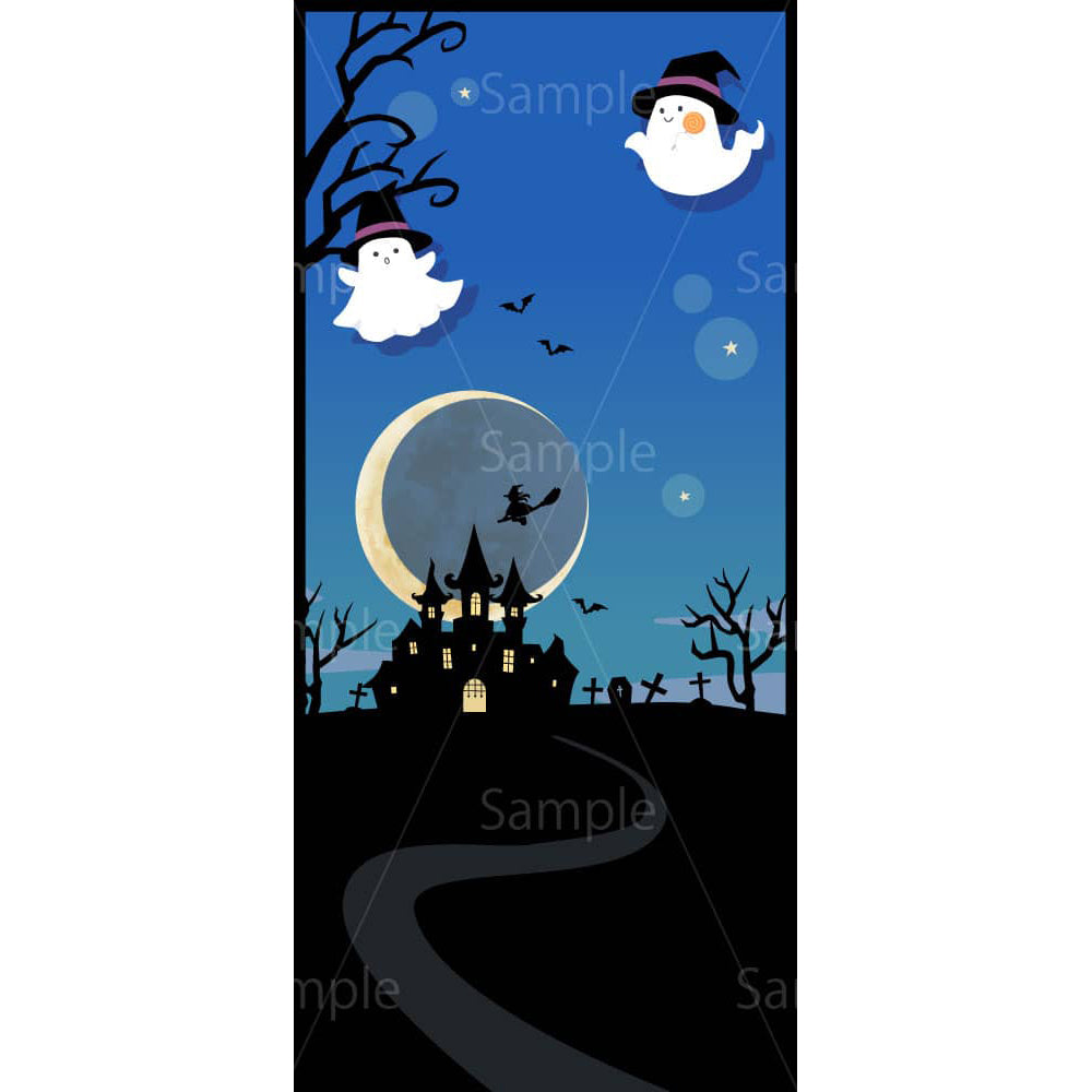 ハロウィンの夜（スマホ壁紙サイズ）のイラスト素材｜素材ごよみ - 季節のイラスト素材販売サイト